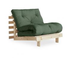 KARUP DESIGN ROOTS Futonsessel Gestell Natur Matratze Olive Green 123100756090