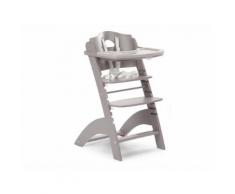 CHILDHOME Treppenhochstuhl mit Gurt Bügel und Tisch Lambda 2 Buche Stone Grey HCLCSG