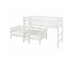 Flexa Classic Kombi Etagenbett mit gerader Leiter Weiß