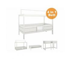 Kinderbett Kombibett 4 in 1 mit Schräg Leiter, Rollrost, Lifetime Original