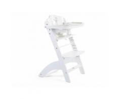 CHILDHOME Lambda 3 Treppenhochstuhl mit Gurt und Tisch Buche Weiß HCL3CW