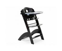 CHILDHOME Lambda 3 Treppenhochstuhl mit Gurt und Tisch Buche Schwarz HCL3CBL
