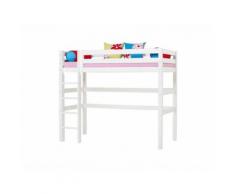 Hochbett Weiß mit Gerader Leiter und Lattenrost, Hoppekids Premium