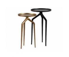BePureHome Mosquito Beistelltisch Set Metall Schwarz/Antik Messing (2er-Set)