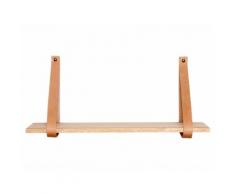 HÜBSCH Holzregal mit Lederriemen Natur 90 x 30 cm 379002