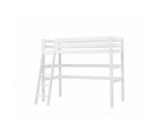 Hochbett Weiß mit Schräger Leiter und Rolllattenrost, Hoppekids Premium