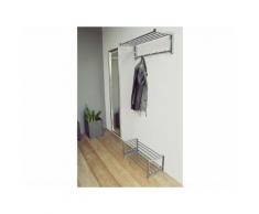 SPINDER Bergum | Rex | Senza | Victorie 8tlg. Set Wandgarderobe mit Spiegel Schuhregal Edelstahllook