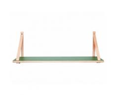 HÜBSCH Holzregal mit Lederriemen Grün 90 x 30 cm 290206