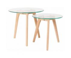White Label Living Beistelltisch Set Bror Glas Rund Weiß (2er-Set)