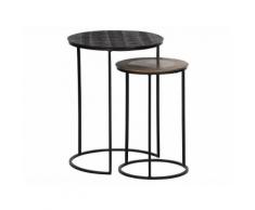 Woood Tate Metall Beistelltisch 2er-Set Messing Antik