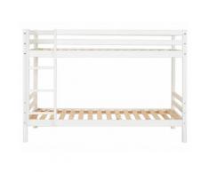 Etagenbett mit gerader Leiter und Rolllattenrost, Weiß, Hoppekids Basic
