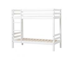Etagenbett mit gerader Leiter und Rolllattenrost, 70x160cm, Weiß, Hoppekids Basic