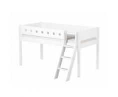 Flexa White Halbhochbett mit schräger Leiter Weiß
