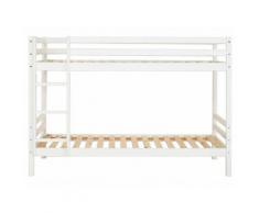 Etagenbett 70x190cm Weiß mit Gerader Leiter und Rolllattenrost, Hoppekids Basic