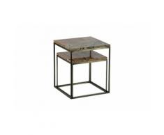 Metallic Beistelltisch Set Marmor Messing Antik (2er-Set)