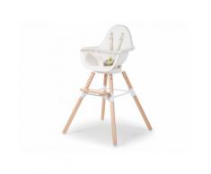 CHILDHOME Evolu ONE.80° 2 in 1 Hochstuhl mit Gurt und Bügel Weiß Buche CHEVO180NW