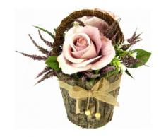 Kunstpflanze lila, B/T/H, »Gesteck Rosen in Rindentopf«, yourhome