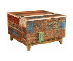 Couchtisch-Truhe », Breite 80 cm, mit handgeschnitzten Verzierungen« braun, FSC®-zertifiziert, THE WOOD TIMES