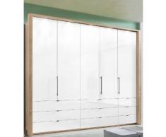 Panorama-Falttürenschrank mit Glasfront in 3 Breiten beige, Breite 250cm, »Loft«, mit Schubkästen, WIEMANN