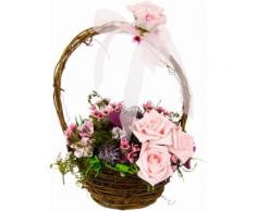 Kunstpflanze »Blüten in Weidekorb« rosa, B/T/H, yourhome