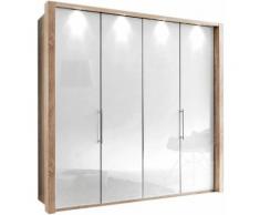 Panorama-Falttürenschrank mit Glasfront in 3 Breiten beige, Breite 200cm, »Loft«, mit Schubkästen, WIEMANN