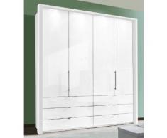 Panorama-Falttürenschrank mit Glasfront in 3 Breiten weiß, Breite 200cm, »Loft«, mit Schubkästen, WIEMANN