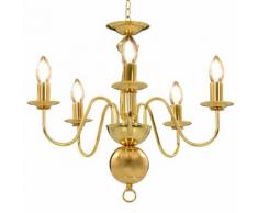 vidaXL Kronleuchter Golden 5 x E14-Glühbirnen