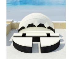 vidaXL Gartenbett mit Dach Schwarz 186×226 cm Poly Rattan