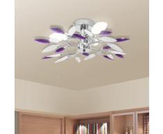 vidaXL Deckenleuchte Weiße & Lila Acrylglas-Blätter 3 × E14-Lampen