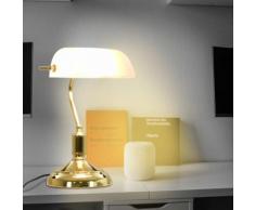 vidaXL Banker-Schreibtischlampe 40 W Weiß und Golden