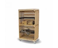 stylingathome Schrank hoch aus Obstkisten alt mit schwarzen Regalbett