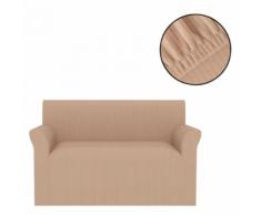 vidaXL Stretch Sofahusse Beige Breitgestreift