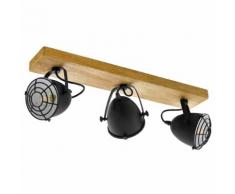 EGLO Spotleuchte Gatebeck 3 Lampen Stahl und Holz Schwarz