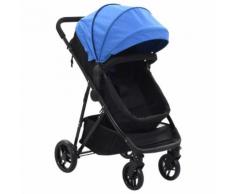 vidaXL 2-in-1 Buggy/Kinderwagen Blau und Schwarz Stahl