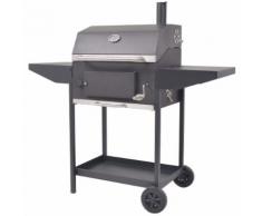 vidaXL Holzkohlegrill Smoker mit Ablage Schwarz