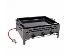vidaXL vidXL Gastro-Gasgrill 3 Brenner Edelstahl BBQ Bräter mit Bratblech