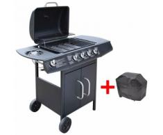vidaXL Gasgrill 4+1 Brenner Schwarz