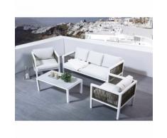 Beliani Lounge Set Rattan weiss 5-Sitzer BORELLO