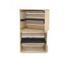 stylingathome Obstkisten alt mit schwarzem Regalbrett lang 2er Set