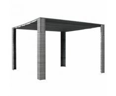 vidaXL Pavillon mit Dach Poly Rattan 300×300×200 cm Grau Anthrazit