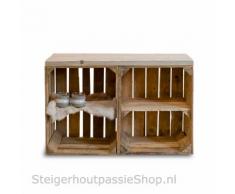 stylingathome Schrank aus Obstkisten alt mit altem Regalbett 2