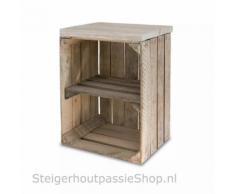 stylingathome hölzerne Nachttisch Obstkiste alt mit altem Regalbrett