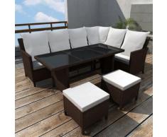 vidaXL 4-tlg. Garten-Lounge-Set mit Auflagen Poly Rattan Braun