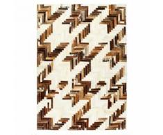 vidaXL Teppich Echtes Kuhfell Patchwork 120×170cm Braun/Weiß
