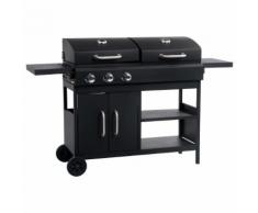 vidaXL Gas- und Holzkohle-Grill mit 3 Brennern