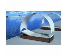 vidaXL Sonnenliege mit Sonnendach Poly Rattan Braun