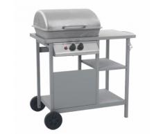 vidaXL Gasgrill mit Beistelltisch auf 3 Ebenen Silbern