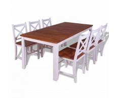 vidaXL Essgruppe 7-tlg. Massivholz Teak Mahagoni