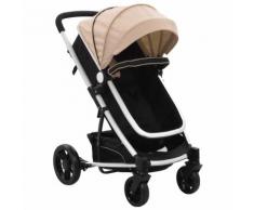 vidaXL 2-in-1 Buggy/Kinderwagen Taupe und Schwarz Aluminium
