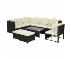 vidaXL 8-tlg. Garten-Lounge-Set mit Auflagen Poly Rattan Schwarz